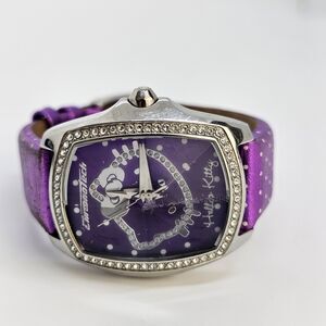 Hello Kitty Watch‎ Chronotech 35MM Purple Dial Purple Leather Bands New Battery